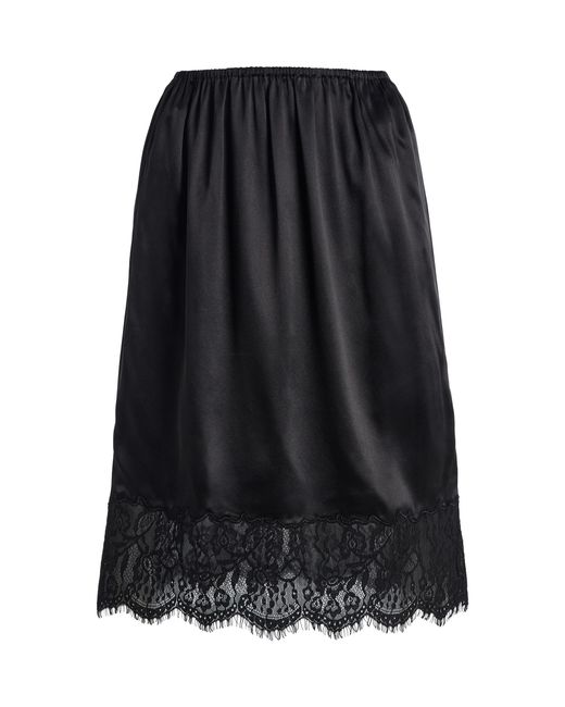 Co. Black Silk Lace-Trim Slip Skirt