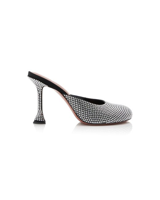 AMINA MUADDI Black Iris Crystal-satin Mules