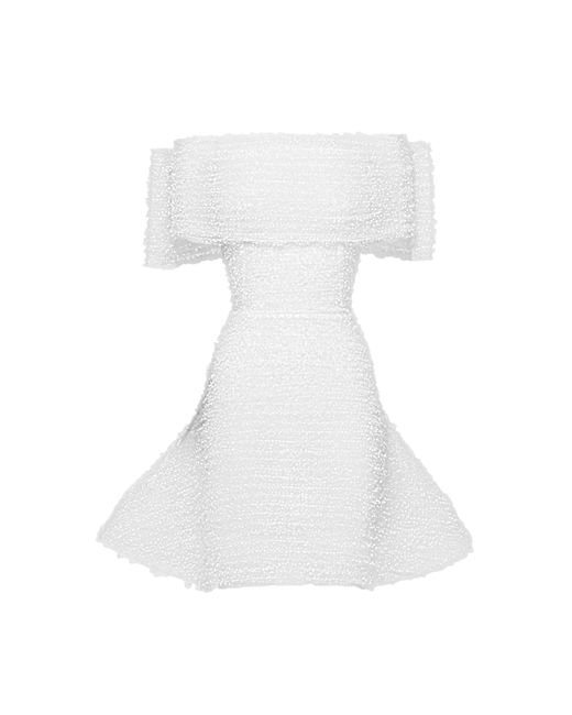 Maticevski White Admiration Strapless Bow-back Tulle Mini Dress