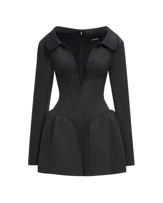 Montsand Black Structured Peplum Mini Dress