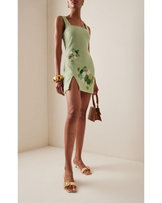 staud green sequin dress GREEN SEQUIN STRAPLESS DRESS | CULT MIA