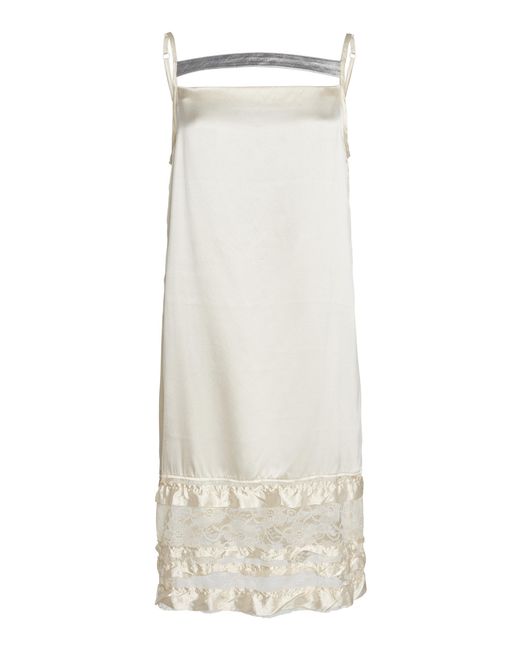 Niccolò Pasqualetti White Boudoir Lace-Trimmed Silk Satin Mini Slip Dress