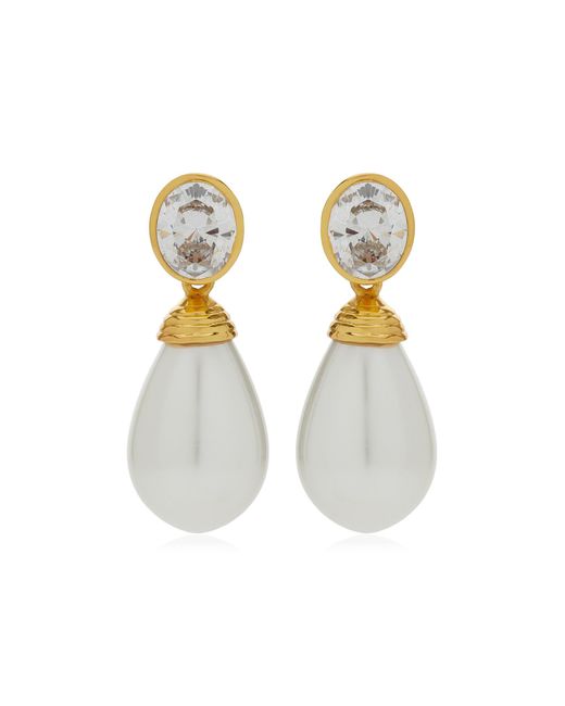 VALÉRE White Kaielle 22K-Plated Brass Earrings