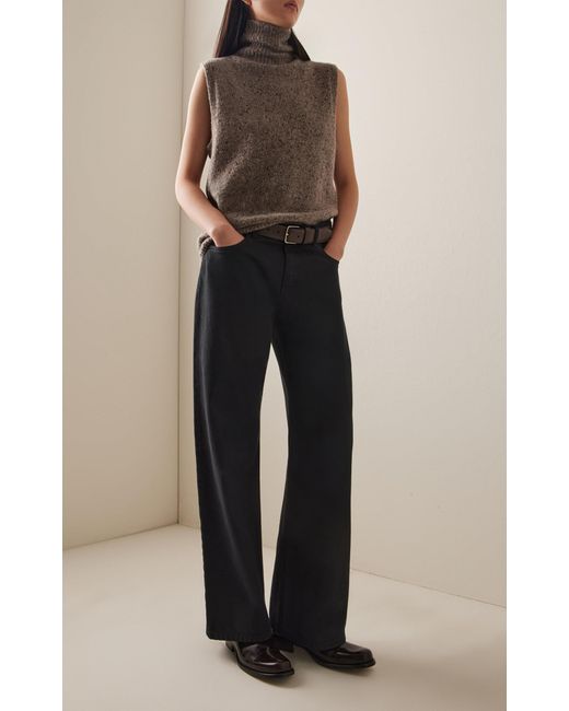 The Row Brown Merilas Cashmere Turtleneck Top
