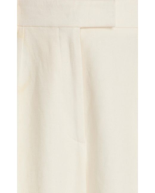 The Row White Antone Pleated Linen Wide-leg Pants