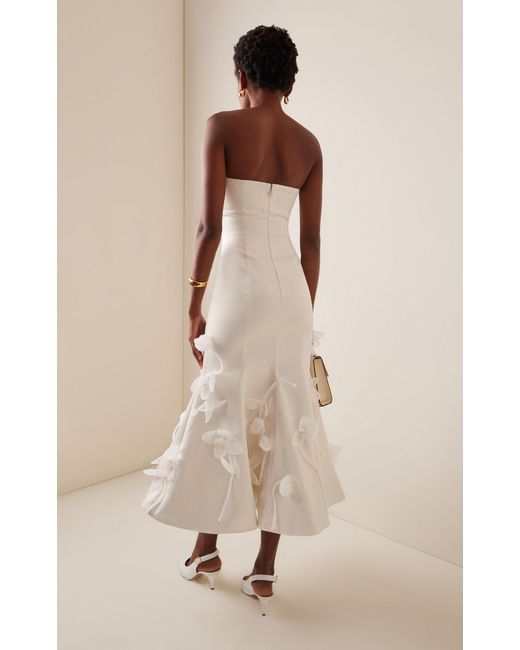 ROTATE BIRGER CHRISTENSEN White Strapless Crepe Midi Dress