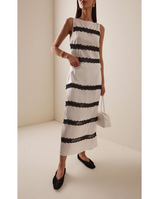 Third Form Gray Exclusive Lace-Inset Satin Maxi Skirt