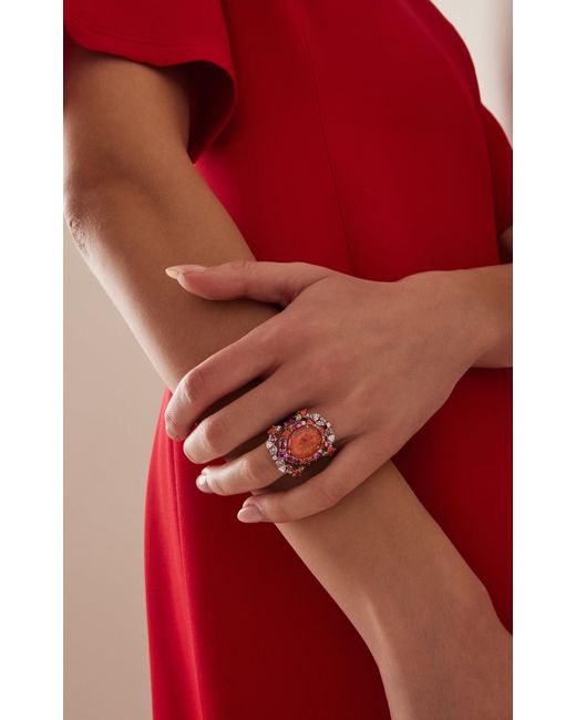 Anabela Chan Red Ocean Set-of-three 18k Yellow Gold Vermeil Amethyst, Sapphire, And Diamond Rings