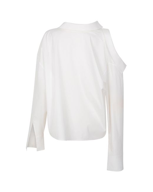 A.W.A.K.E. MODE White Double Collar Stretch-Cotton Shirt