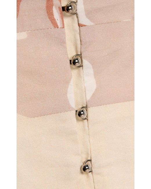 Adam Lippes Natural Bex Rhododendron-Printed Cotton-Voile Crop Top
