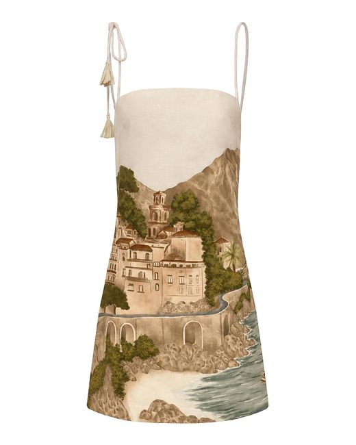 ANDRES OTALORA Natural Una Tarde Eterna Linen Mini Dress