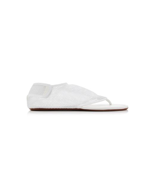 Alaïa White Flex Mesh Thong Sandals