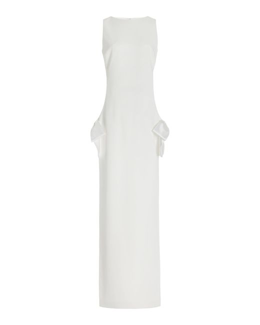 Monot White Bow-detailed Cutout Crepe Gown