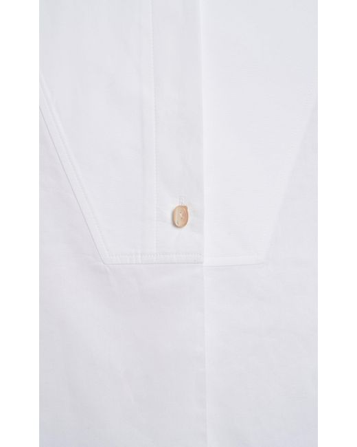 Jil Sander White Collarless Cotton Button-down Shirt