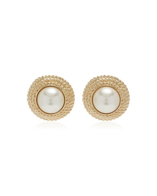 Ben-Amun Exclusive 80s 24k White Gold-plated Pearl Earrings