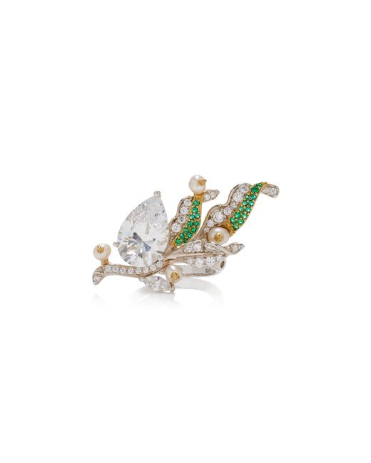 Anabela Chan Multicolor Lily Of The Valley 18k Gold Vermeil Emerald, Diamond, And Pearl Ring