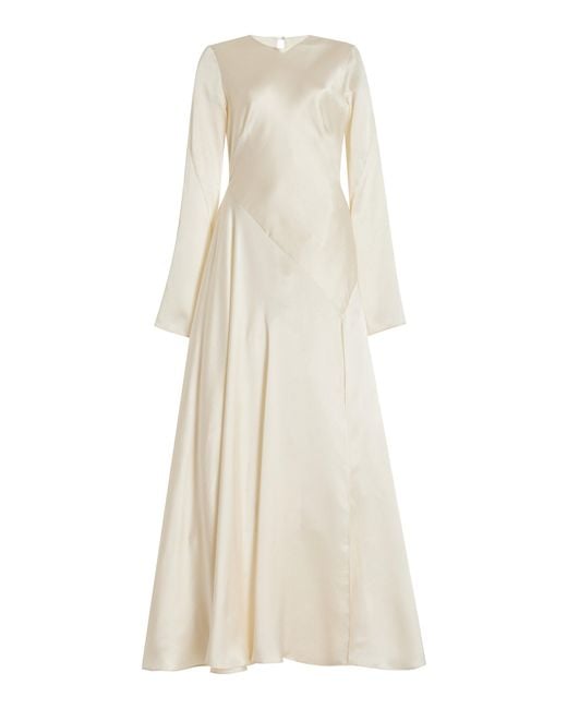 Moré Noir Natural Julia Textured Silk-satin Maxi Dress