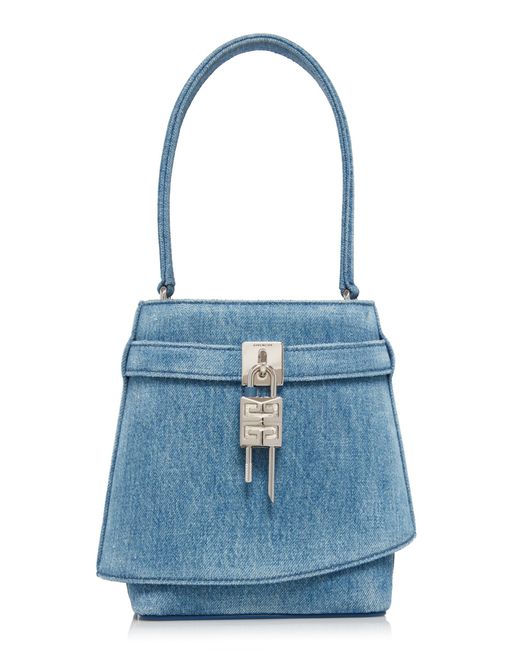Givenchy Blue Lock-Detailed Denim Bucket Bag