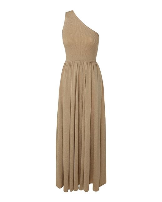 Zimmermann Natural Crush Asymmetric Metallic Crepe Maxi Dress
