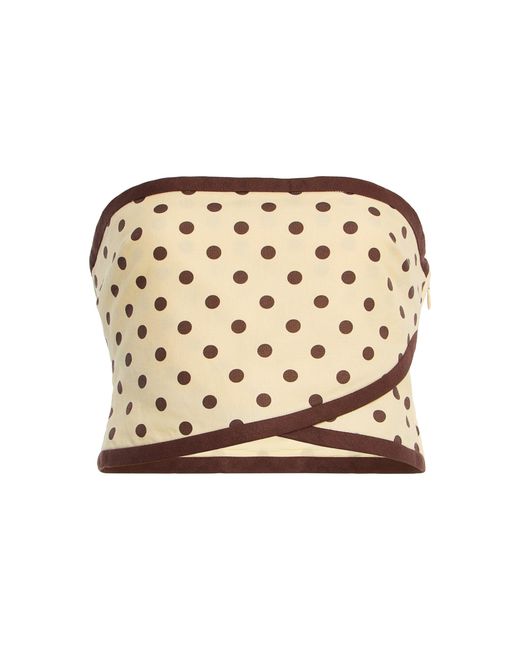 Posse Natural Bowie Strapless Polka-Dot Linen-Cotton Top