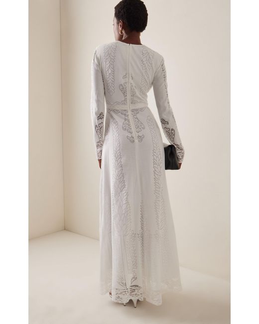 Giambattista Valli White Patterned Cotton-blend Knit Maxi Dress