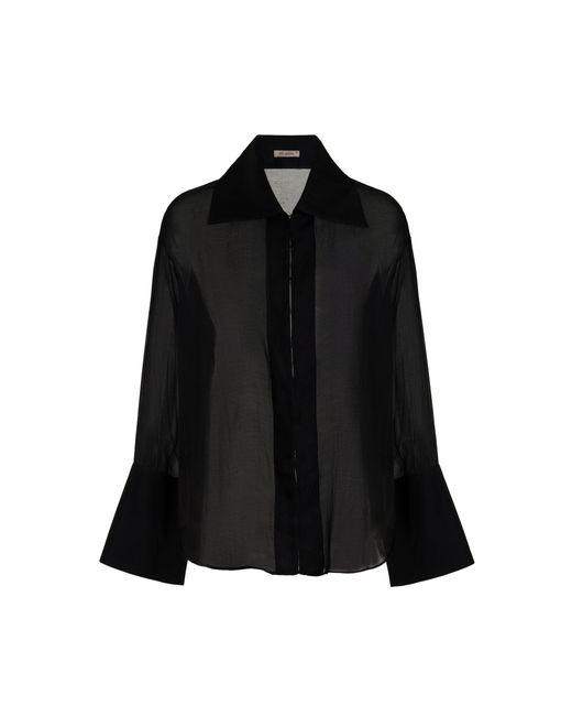 St. Agni Silk-cotton Sheer Shirt in Black | Lyst