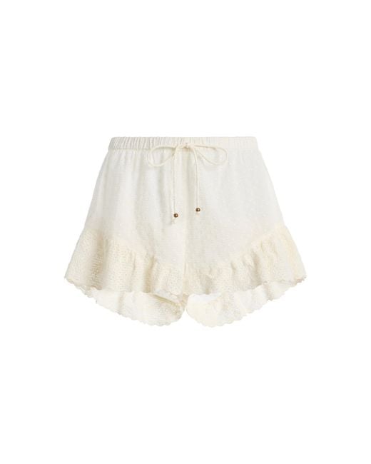 BOTEH White Serenia Lace-Trimmed Cotton Shorts