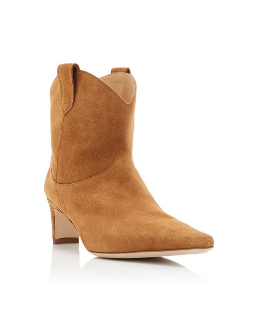 Staud Brown Wally Western Suede Ankle Boots