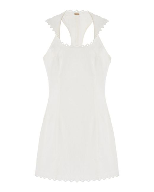 Cult Gaia White Carey Embroidered Cotton Mini Dress