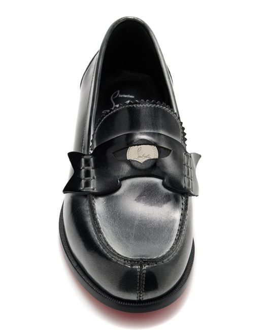 Christian Louboutin Black Donna Burnished Leather Penny Loafers