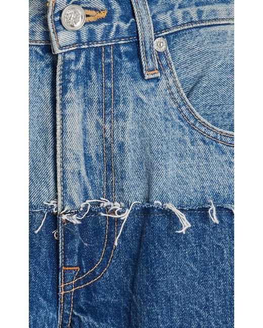 SLVRLAKE Denim Blue Re-work Sophie Rigid Mid-rise Long Straight-leg Jeans