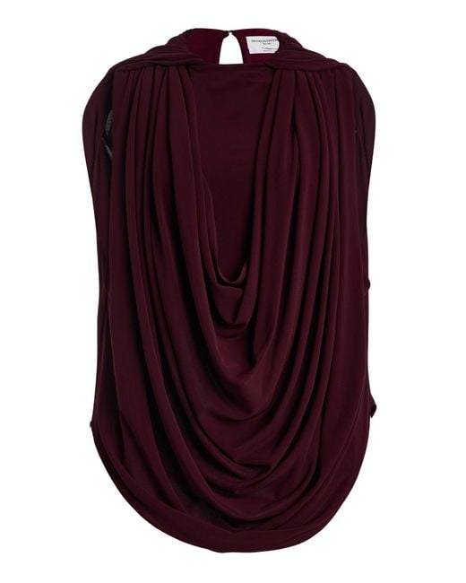 Brandon Maxwell Purple Astor Draped Top