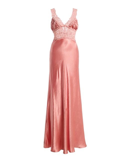 Arcina Ori Pink Exclusive Eveline Satin Maxi Dress