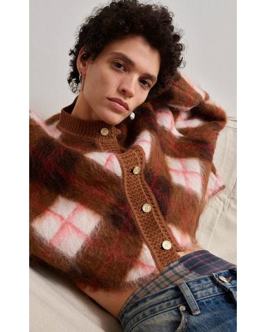 RÙADH Brown The Blane Checked Wool Cardigan