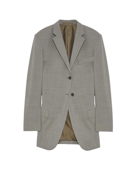Jil Sander Gray Grip-Accent Wool-Blend Blazer