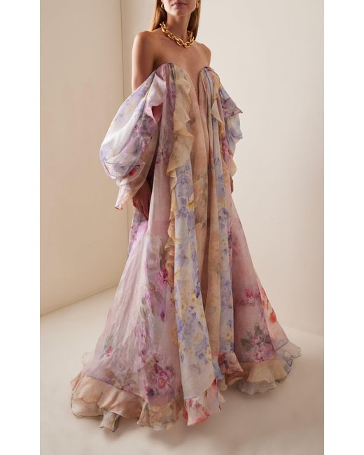 オールインワン・サロペット Zimmermann 'Crush' Pink Linen Dress Zimmermann Crush Frill Minidress | Saks Fifth Avenue