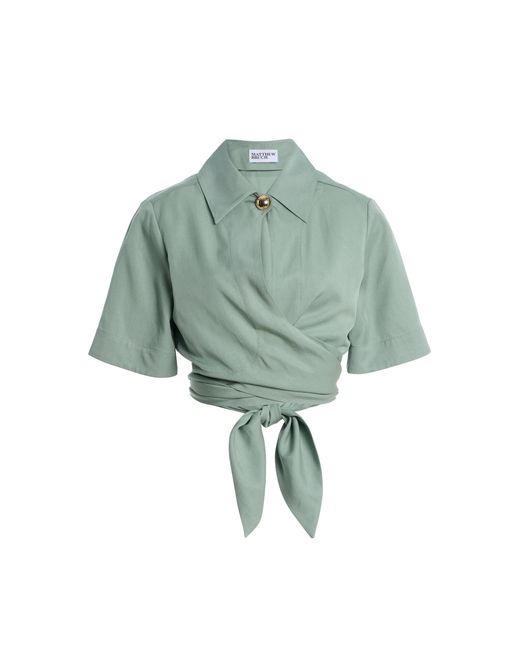Matthew Bruch Green Collared Wrap Top