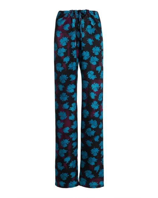 Dries Van Noten Blue Pachas Silk Drawstring Trousers