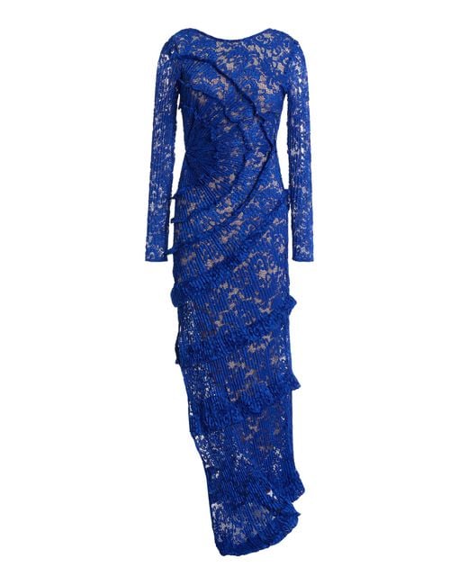 Georgia Hardinge Blue Spiralite Lace Maxi Dress