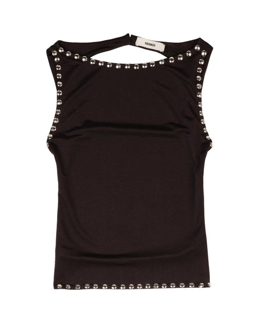 Siedres Black Zelna Studded Cutout Tank Top