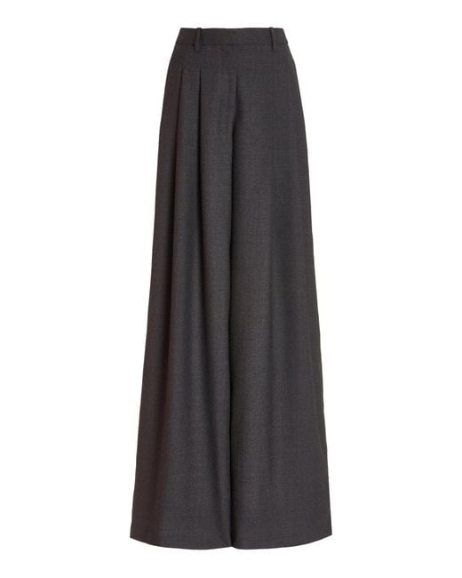 Nili Lotan Dillion Wool Wide-leg Pants in Grey (Black) | Lyst