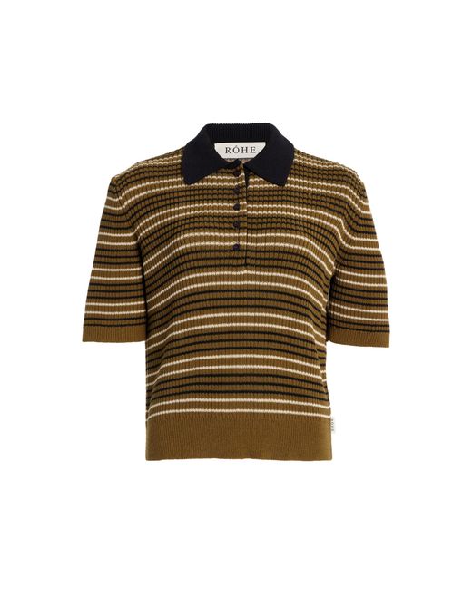 Rohe Green Striped Knit Cotton-Blend Polo Shirt