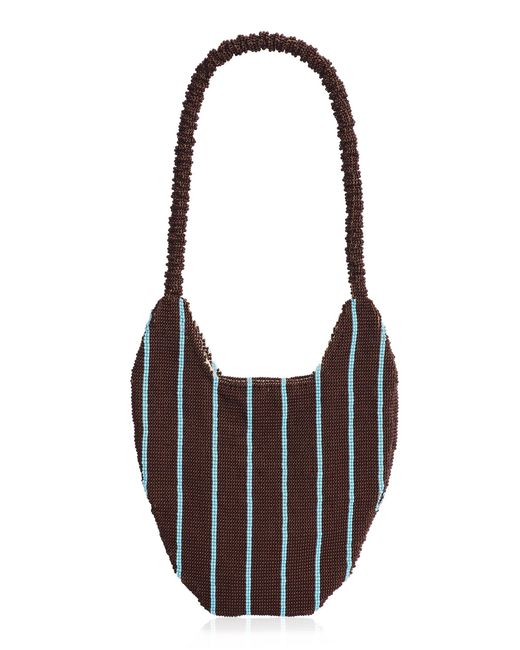 LIKE A BIRD Black Alva And Espresso Beaded Shoulder Bag