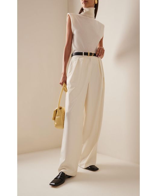 Frankie Shop Ripley Pleated Wide-leg Trousers in White