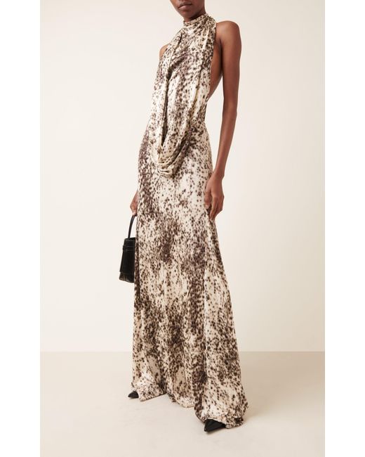 Givenchy Natural Draped Halter Maxi Dress