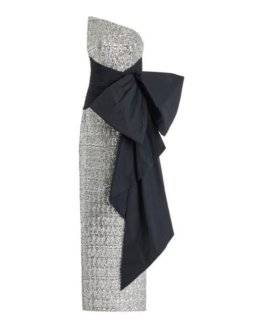 Pamella Roland Metallic Sash-detailed Sequined Gown
