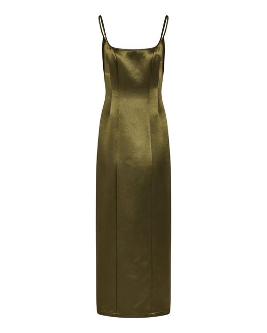 Paris Georgia Green Sammy Fitted Satin Midi Dress