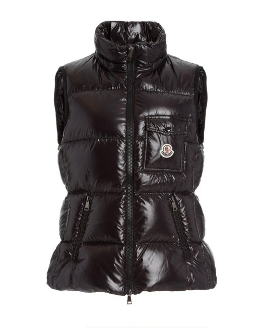 Moncler Synthetic Balabio Fur-trimmed Down Puffer Vest in Black - Lyst