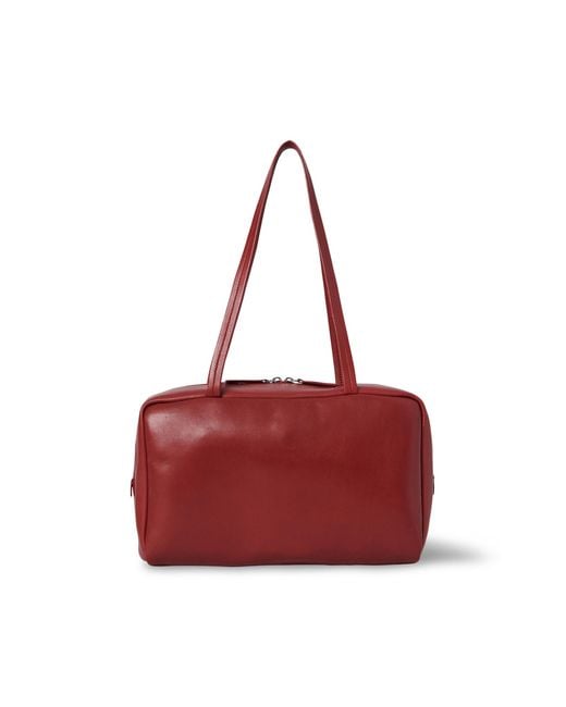 The Row Red Astra Leather Bowling Bag