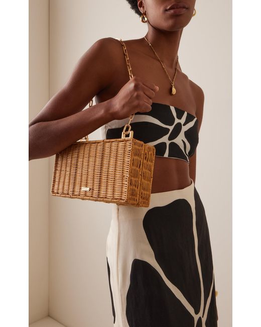 Cult Gaia White The Backgammon Wicker Clutch